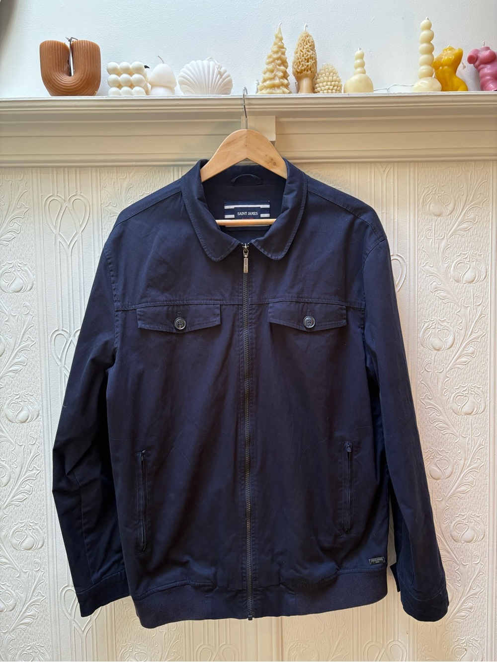 Saint James Dark Navy Zip-Up Shirt Jacket